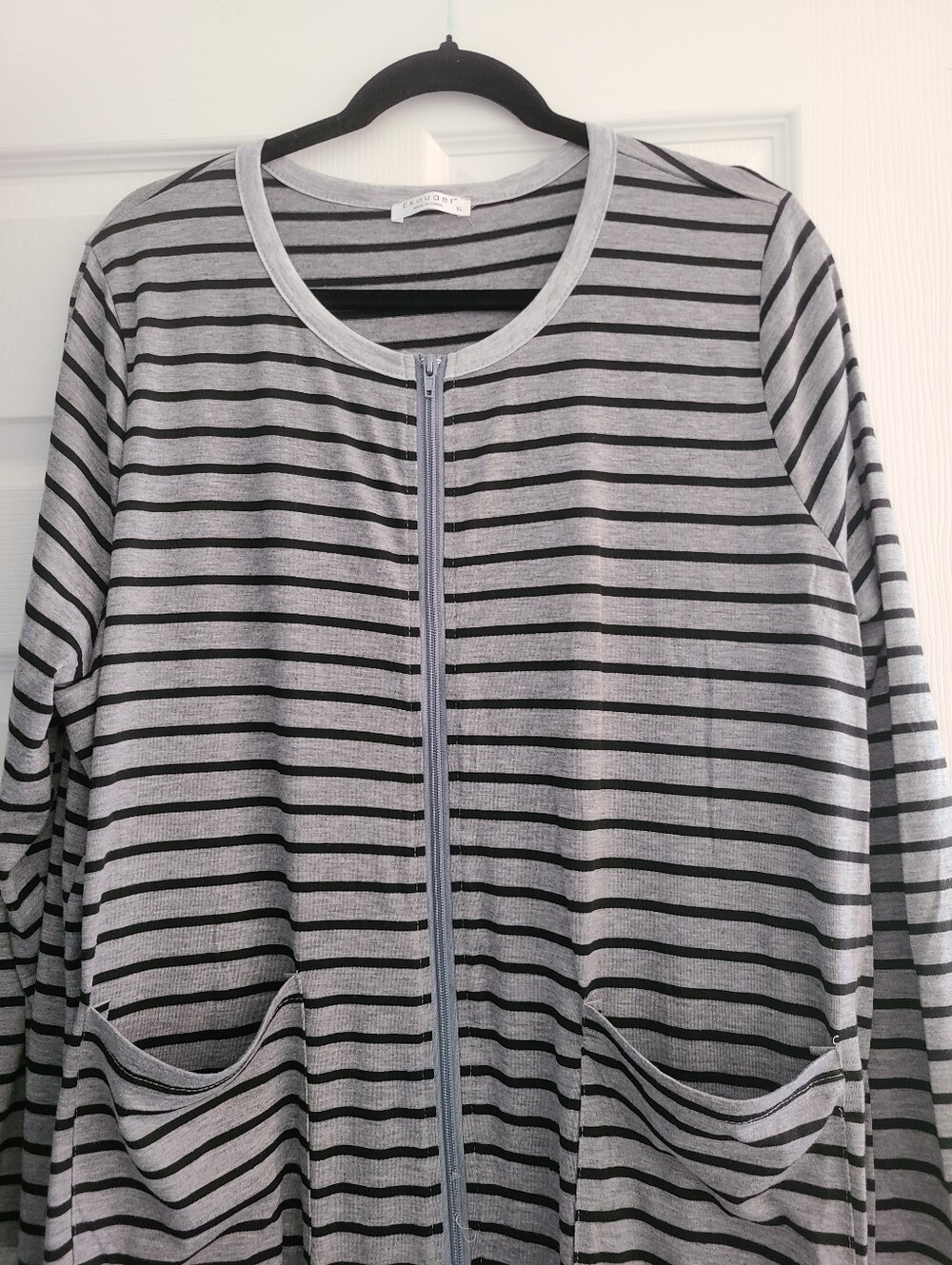 Striped Zipper Long Robe - Picture 6 of 7